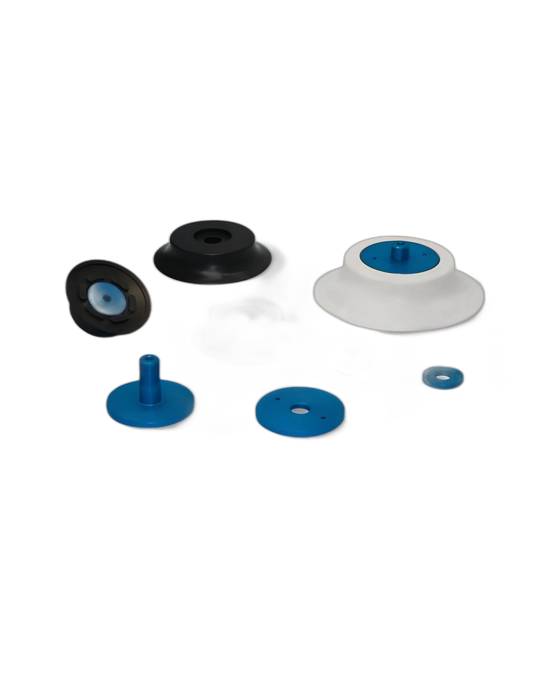 Round flat vacuum cups with supports